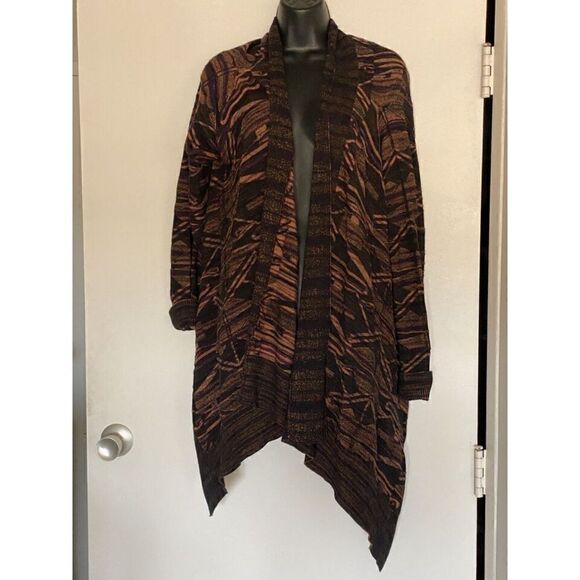 SOFT SURROUNDINGS Retails $118 Jacquard Wool Blend Draped Cardigan Sz Large - Picture 6 of 8